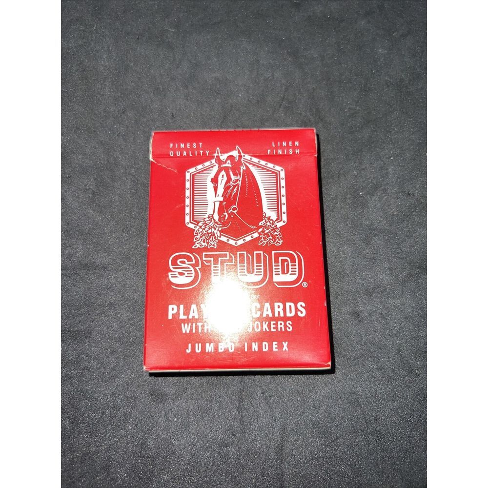 Vintage Walgreens STUD Playing Cards Linen Finish RED JUMBO INDEX‎  RARE